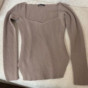 SHEIN Off-the-Shoulder Sweater in Taupe